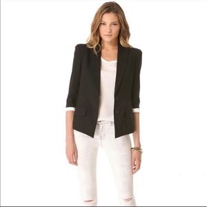 Smythe Pagoda 3/4 Sleeve Wool Blazer in Black Size 8